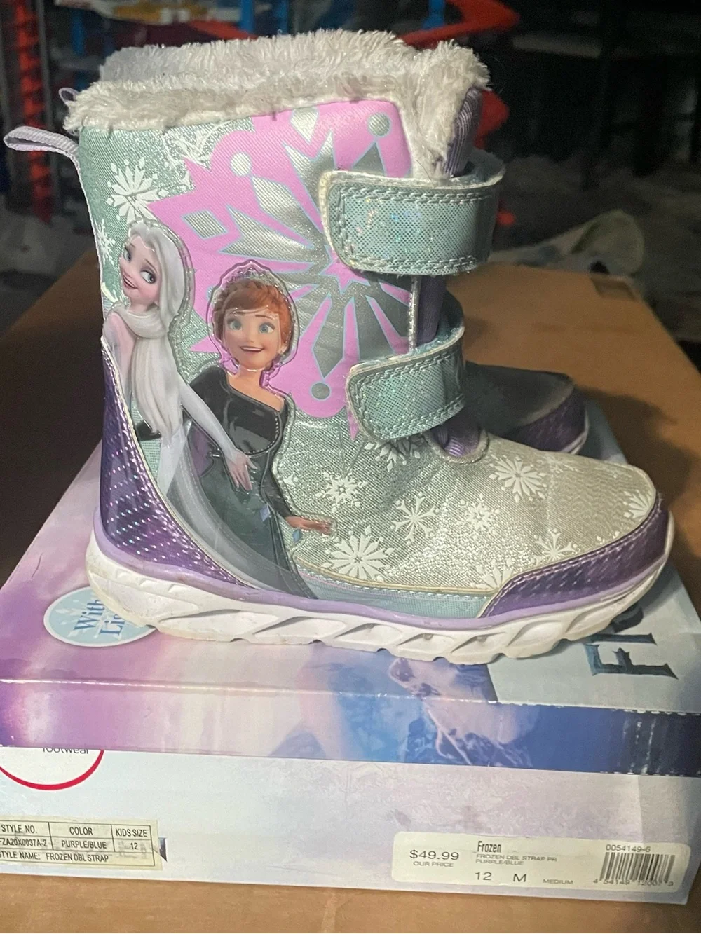 Kids Snow Boots in Purple and Teal with Princess Graphic